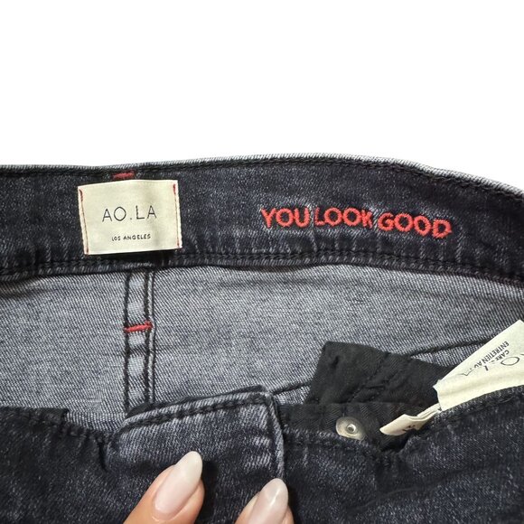 AO.LA You Look Good Womens Gray Distressed Skinny Stretch Denim Pants Size 27 - Picture 9 of 11